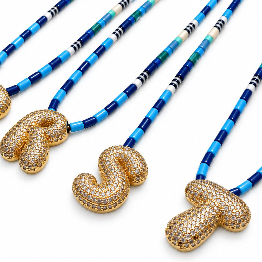 Enamel initial necklace