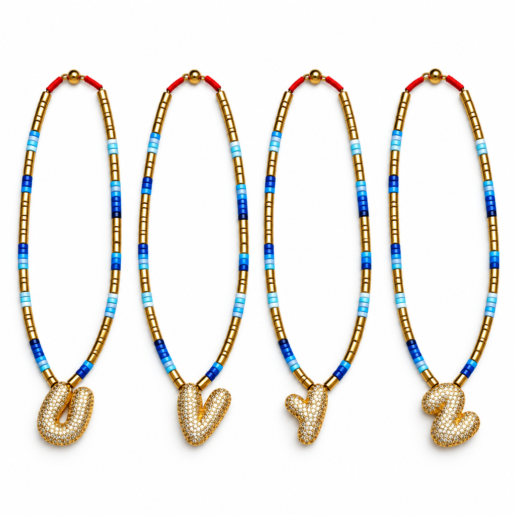 Enamel initial necklace