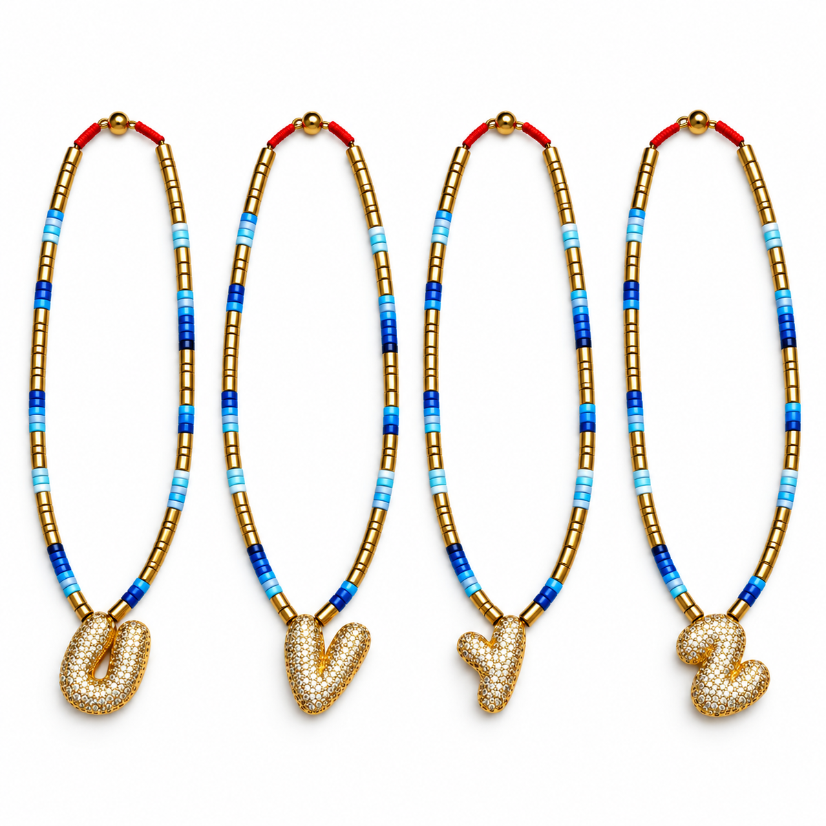 Enamel initial necklace