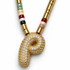 Enamel initial necklace