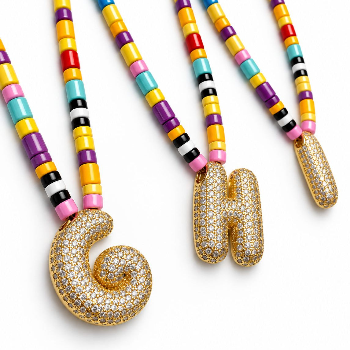 Enamel initial necklace