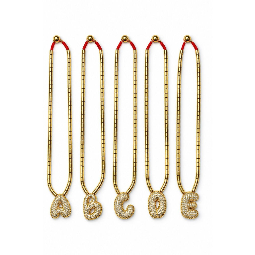 Enamel initial necklace