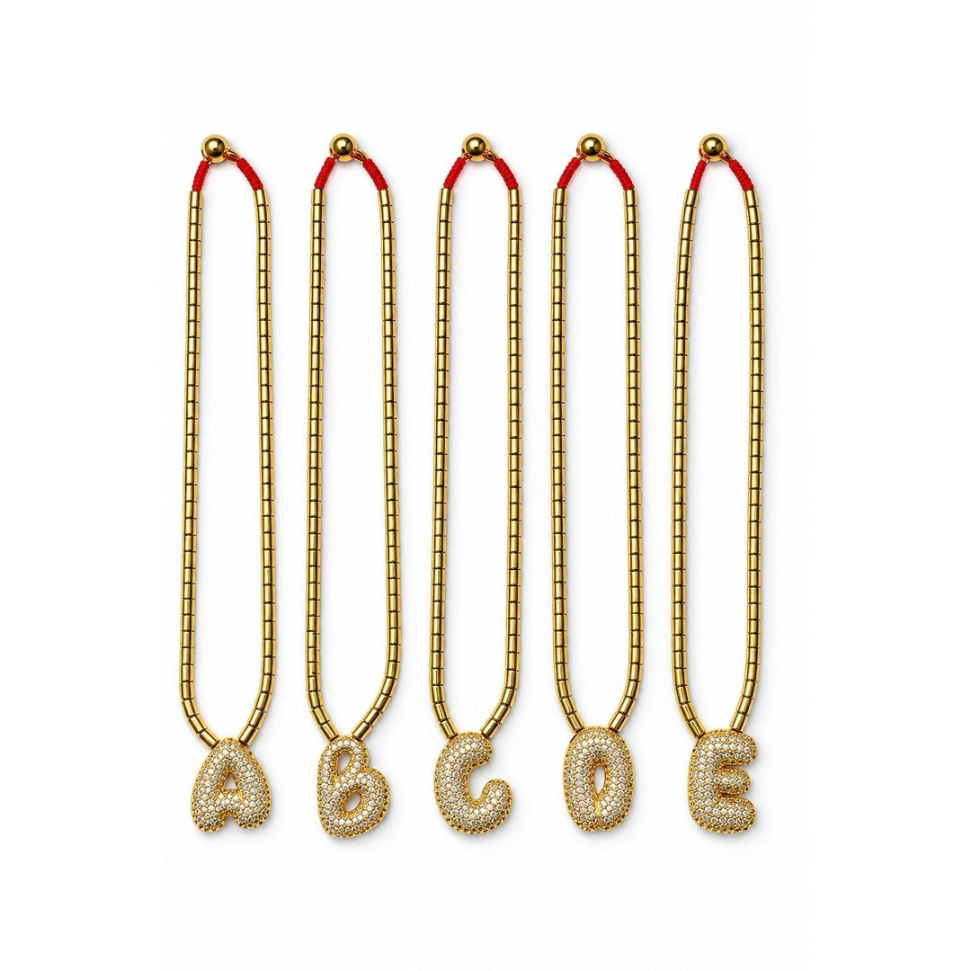 Enamel initial necklace