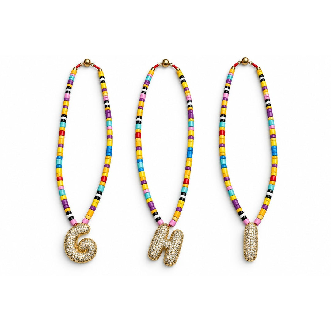 Enamel initial necklace