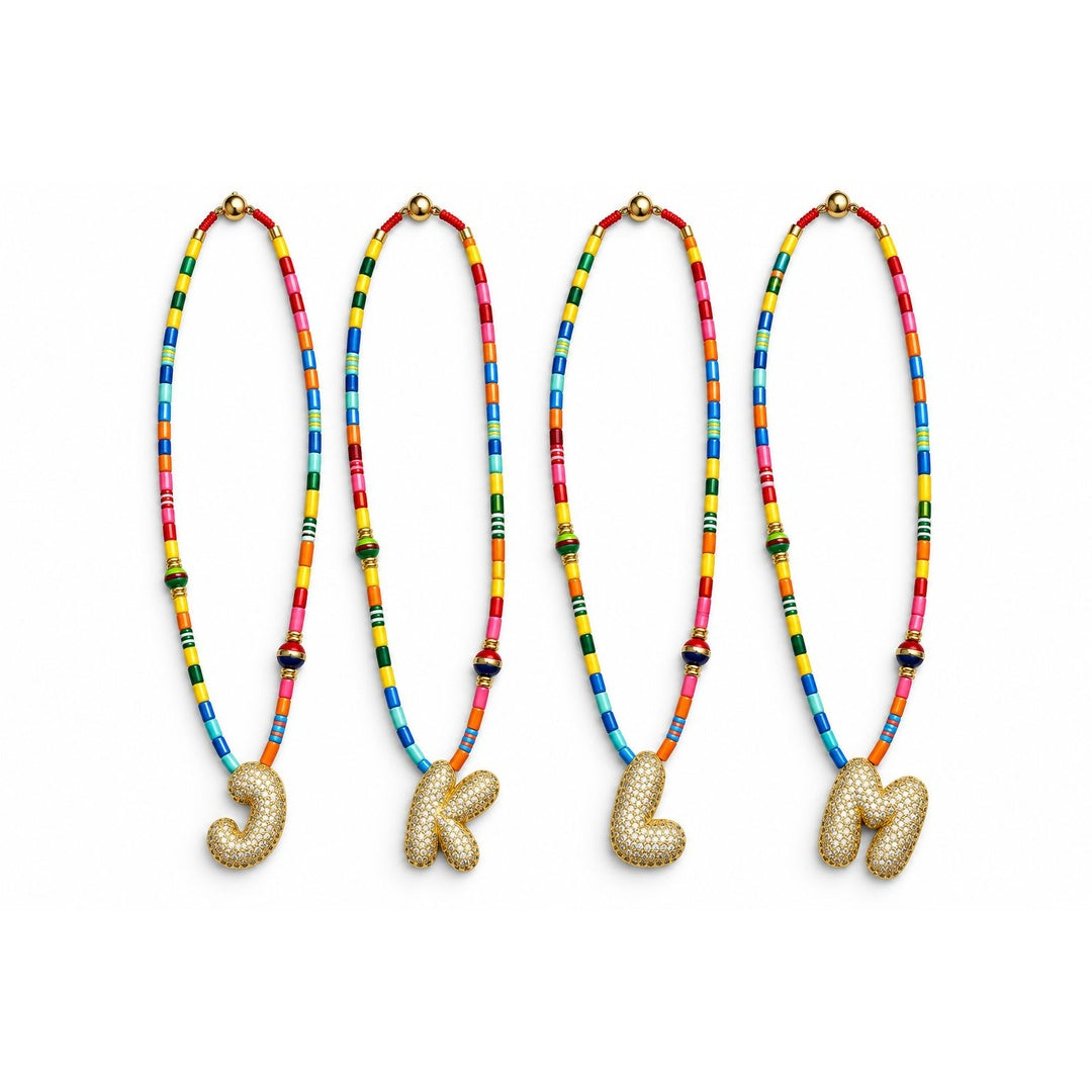 Enamel initial necklace