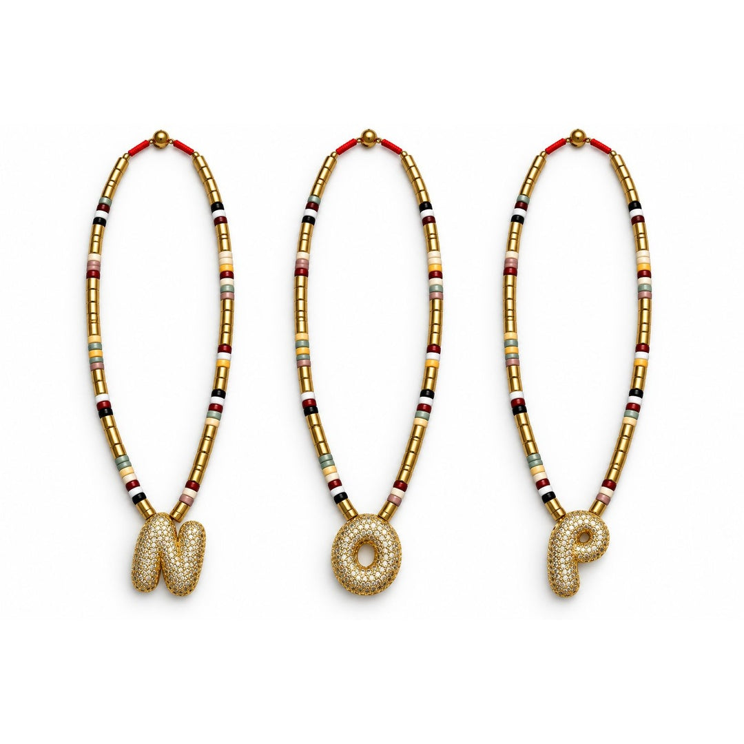 Enamel initial necklace
