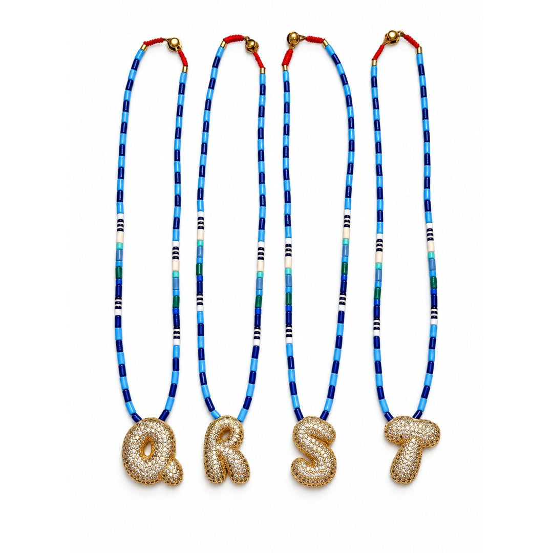 Enamel initial necklace